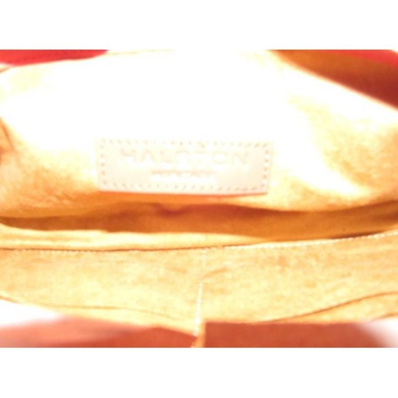 Halston Two Way Red Suede And Red Leather Cross Body Bag - Picture 4 of 12